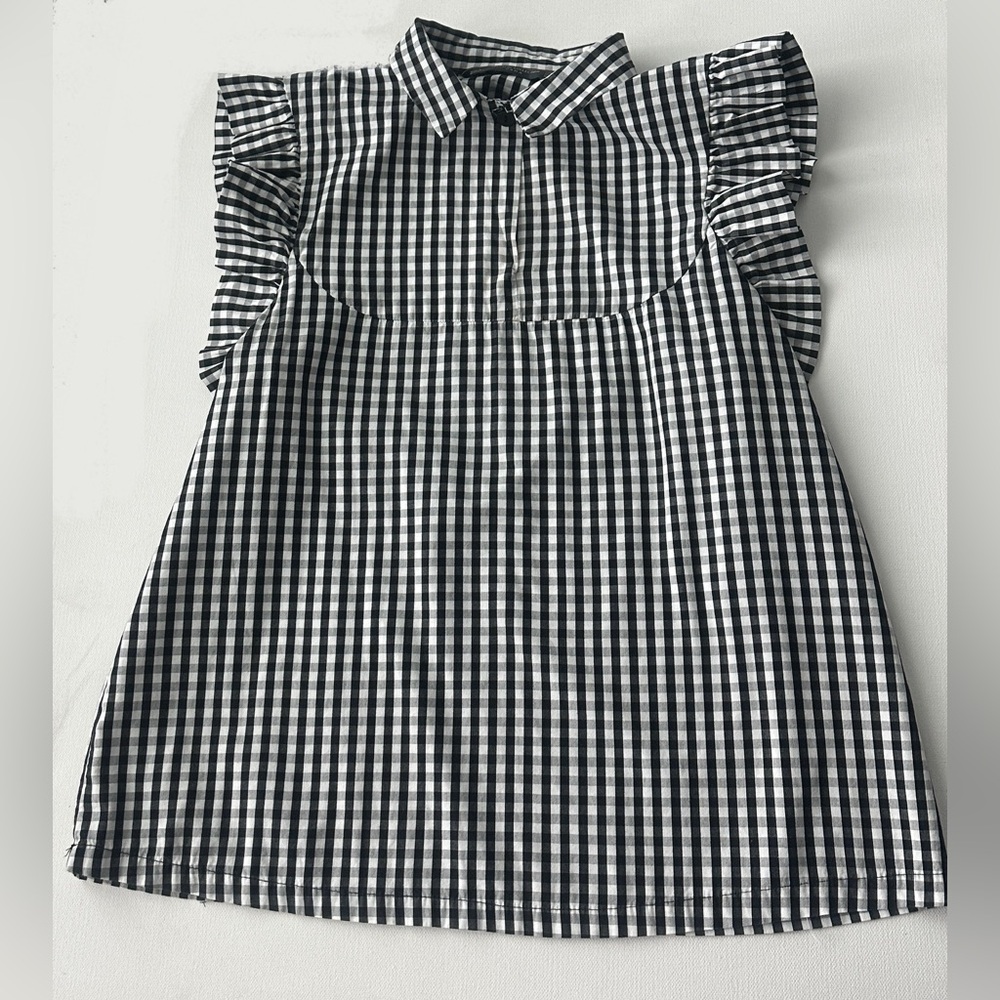 Zara women’s is gingham top with a collared neckline.  Size M.
